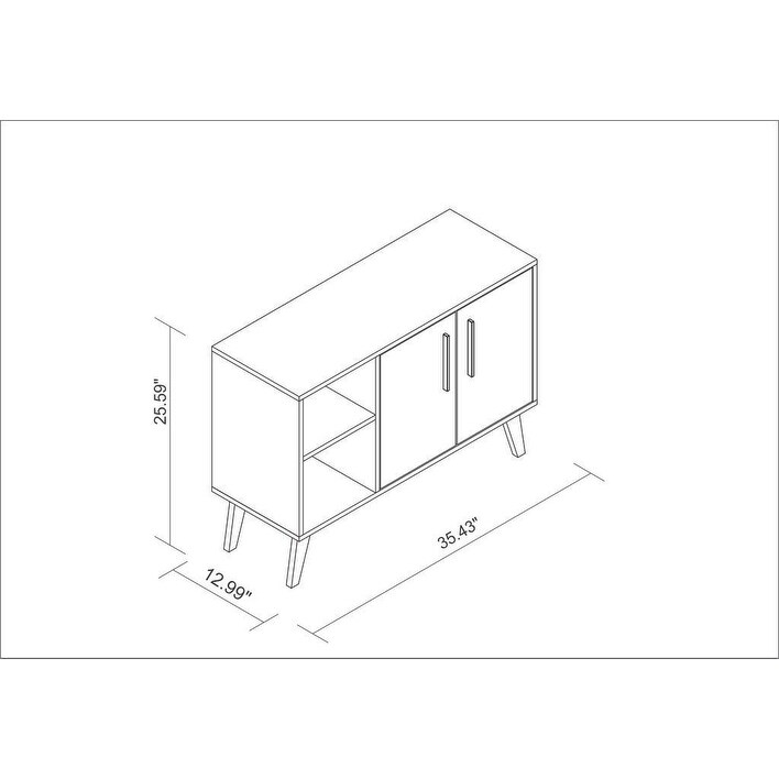 Mid Century Modern Amsterdam 35.43 In. 4 Shelf Wood Sideboard Buffet