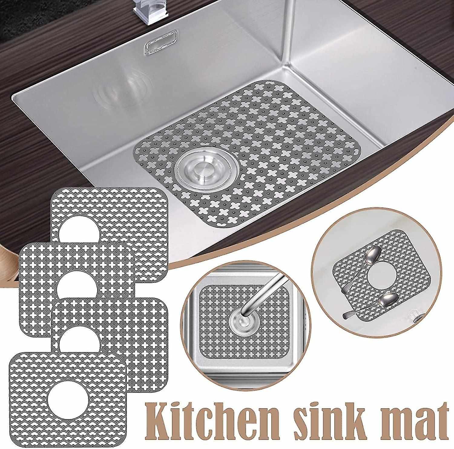 2pcs Kitchen Silicone Faucet Mat Sink Splash Guard Faucet Drainage Mat Drying Pad Kitchen Bathroom C