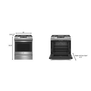 GE 30 in. 5.6 cu. ft. Slide-In Gas Range with Self-Cleaning Convection Oven and Air Fry in Stainless Steel JGS760SPSS