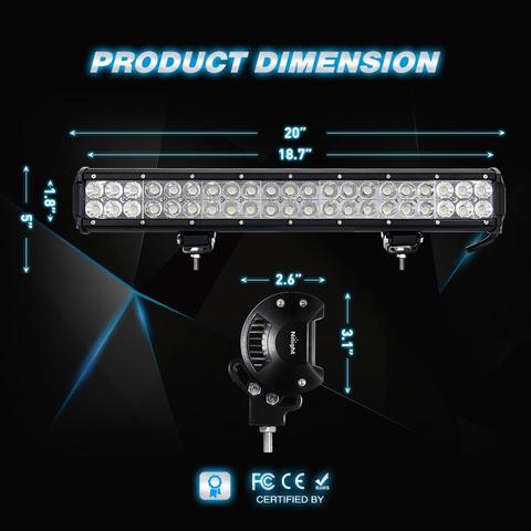 Nilight 20 Inch 126W Spot Flood Combo LED Light Bars Off-Road Light Mounting Bracket Horizontal Bar Tube Clamp with Wiring Harness Kit， 2 Years Warranty