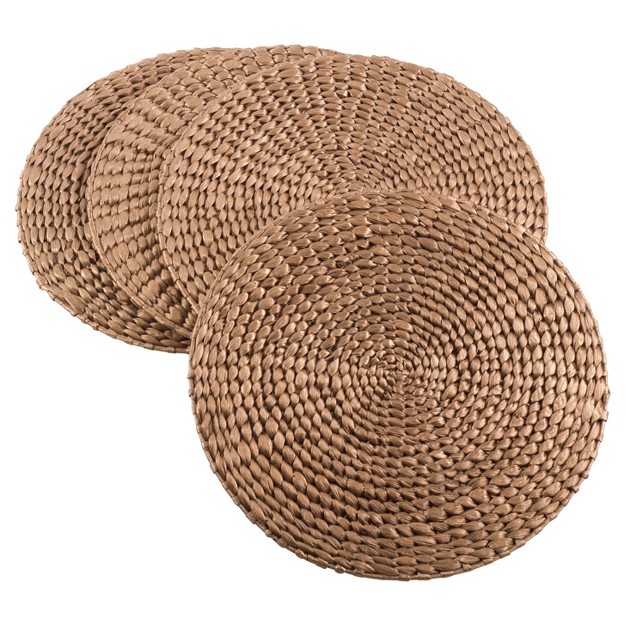 Hyacinth Hand Woven Round Placemat Gold Saro Lifestyle