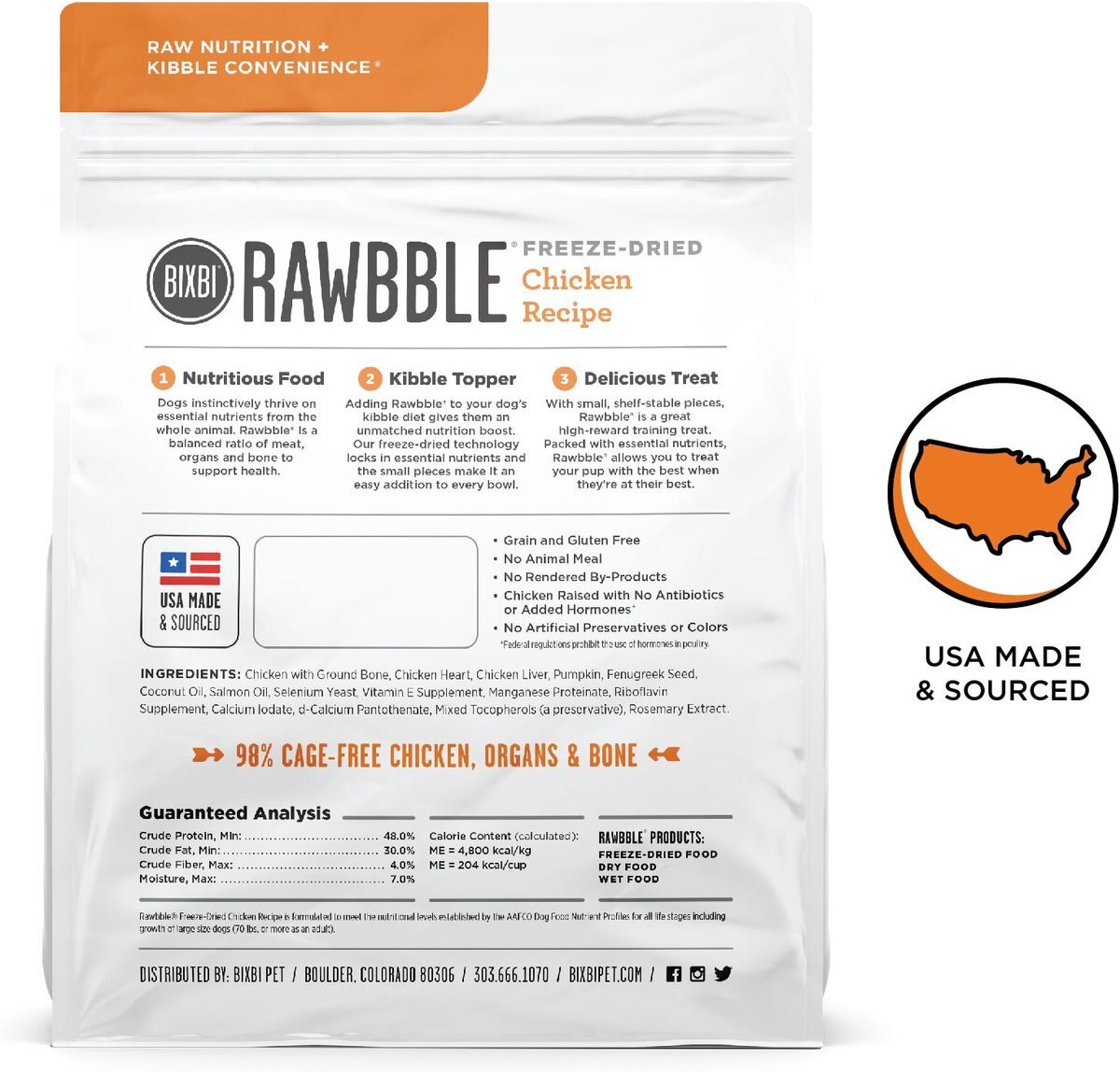 BIXBI Rawbble Chicken Recipe Grain-Free Freeze-Dried Dog Food