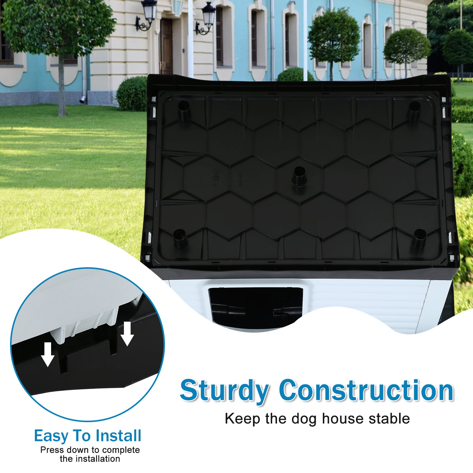 YRLLENSDAN Waterproof Dog Houses for Small Dogs Outdoor， Small Plastic Dog House Outdoor Small Pet House Weatherproof Dog House with Base Support and Air Vents