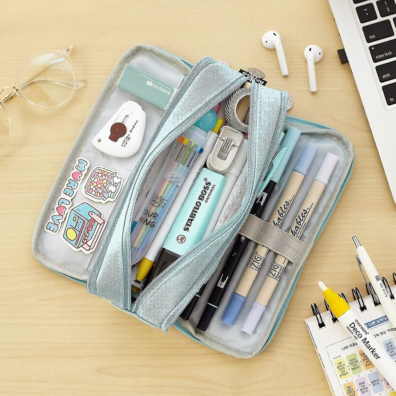 Capacity Pencil Pouch With 3 Compartments School Bag For Kids Teenage