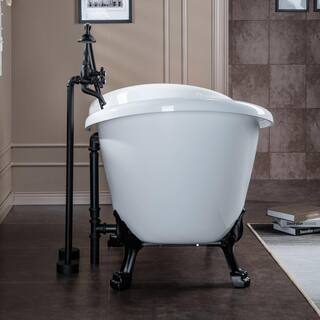 WOODBRIDGE Topeka 59 in. Heavy Duty Acrylic Slipper Clawfoot Bath Tub in White Faucet Claw Feet Drain  Overflow in Matte Black HBT7037