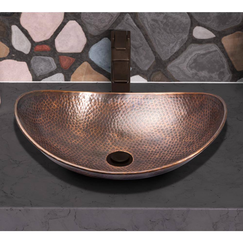 Monarch Abode 19 in. Hand Hammered Harbor Vessel Bathroom Sink in Pure Copper 17086