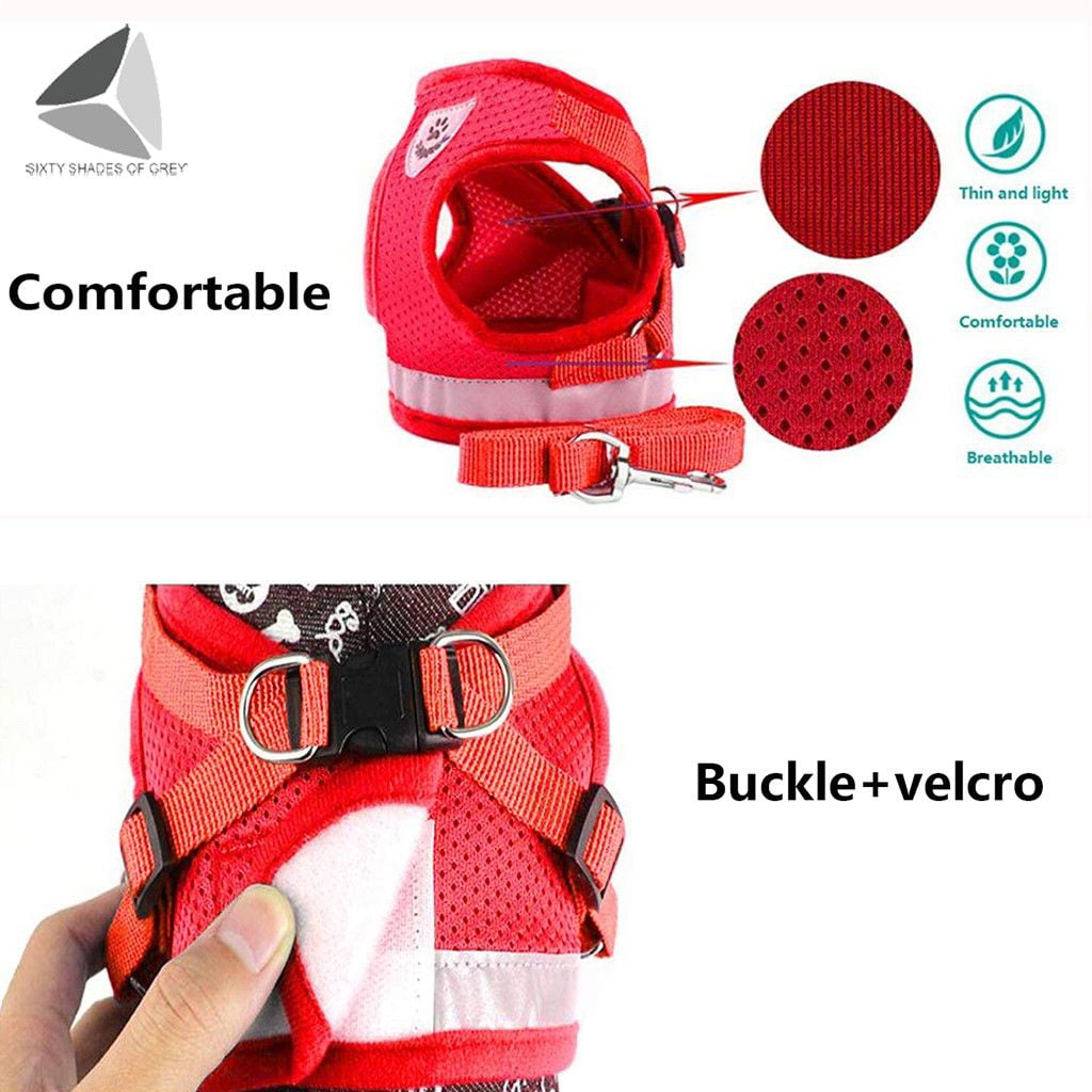 Sixtyshades Step-in Air Dog Harness Pet Vest No Pull No Choke Adjustable Dog Harnesses with Padded Vest， Easy to Put on for Small Dogs Cats (L， Red)