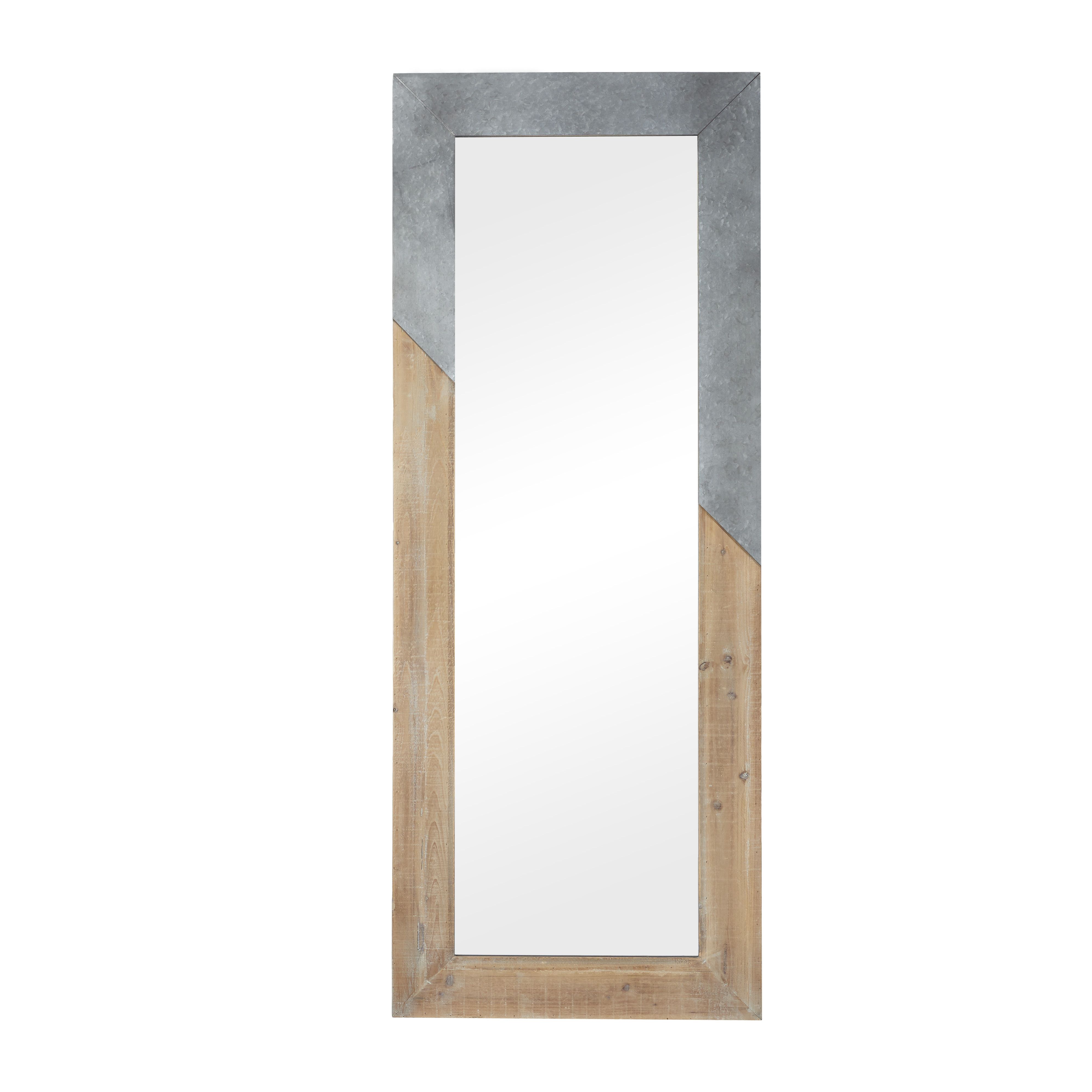 Beige Farmhouse Wood Wall Mirror 71 x 28