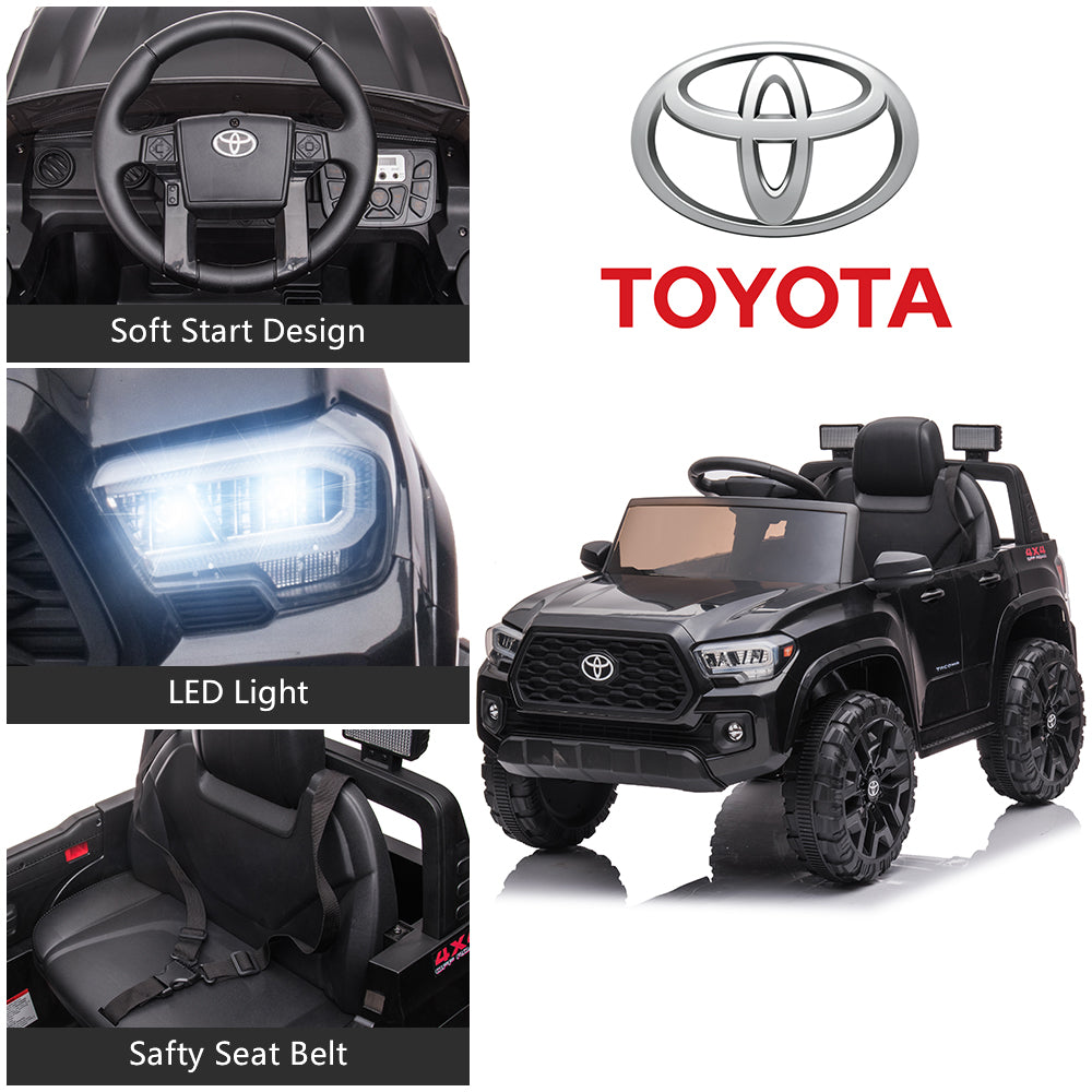 uhomepro Toyota Tacoma 12V Kids Ride On Truck Car w/ Parent Remote Control, LED Lights, MP3 Player, Horn, Black