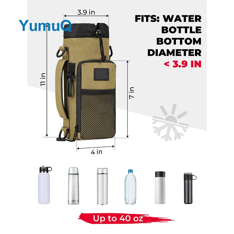 YumuQ 32 / 40 / 64 oz Water Bottle Carrier Phone  Holder Bag With Adjustable Shoulder For Hiking Camping Fishing