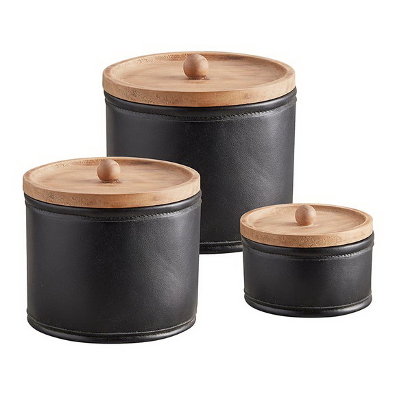 47th   Main CMR921 Faux Leather Canisters   Set Of...