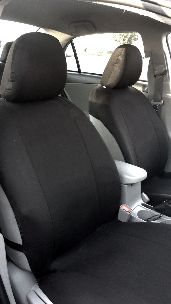 New Basic Black Color Cloth Universal Fit Car Seat Covers With Carpet Floor Mats And Free Gift Set Support Split Seat No Shipping Cost