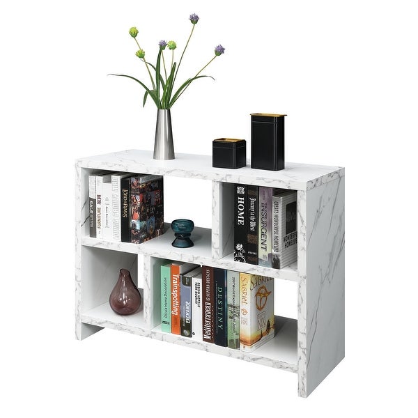 Northfield Console 3 Tier Bookcase， White Faux Marble