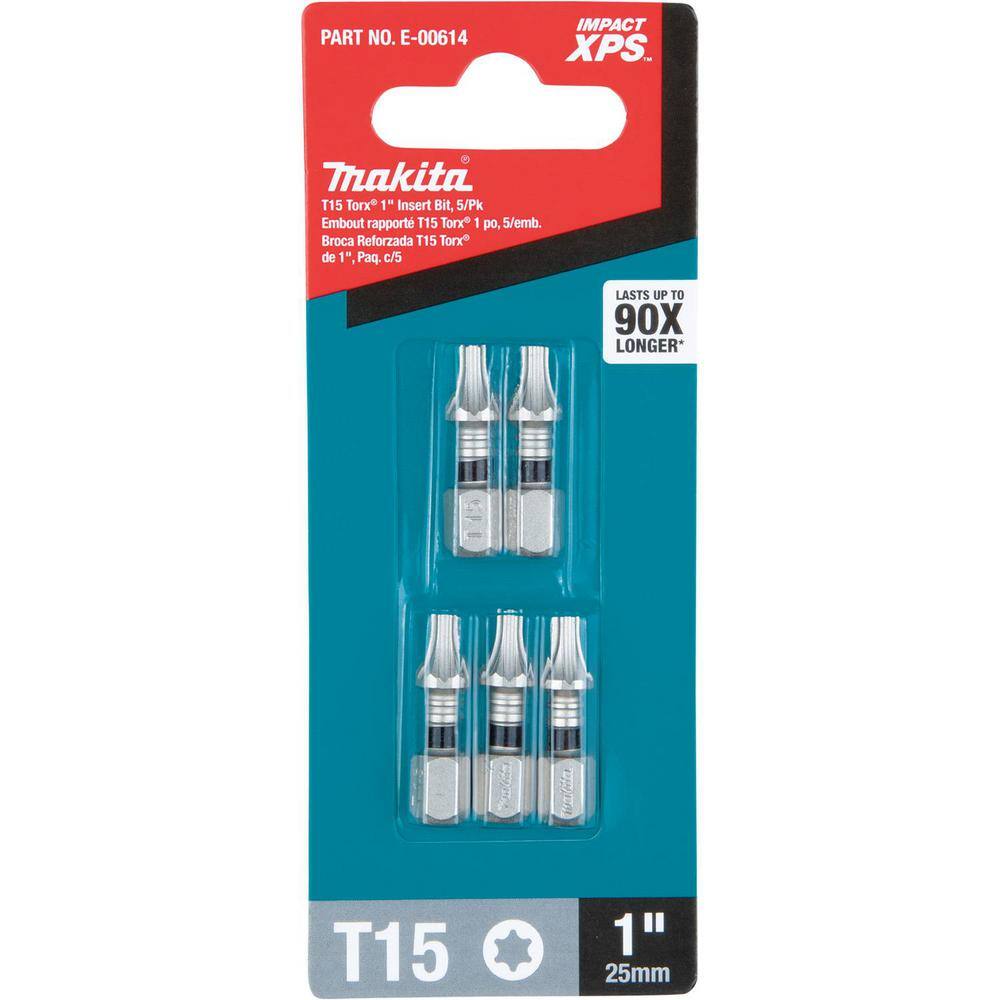 Makita IMPACT XPS T15 Torx 1 in. Insert Bit (5-Pack) E-00614