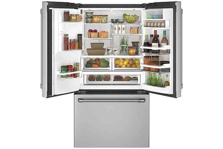 Cafe ENERGY STAR 27.8 Cu. Ft. Stainless Steel With Brushed Stainless Smart French-Door Refrigerator With Hot Water Dispenser