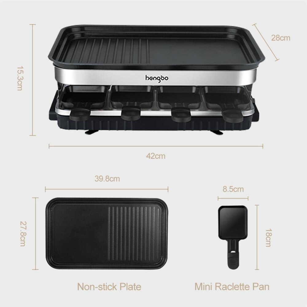 8 person Raclette Grill with 8 Mini Raclette Pans