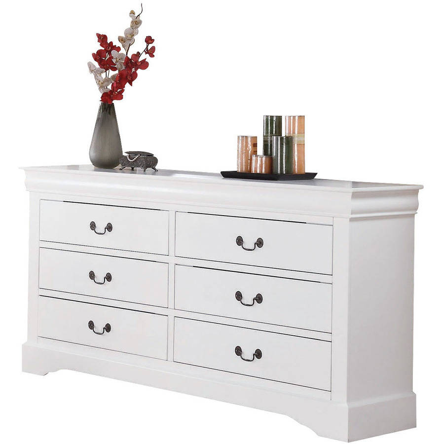 Acme Furniture Louis Philippe III White Dresser with Six Drawers