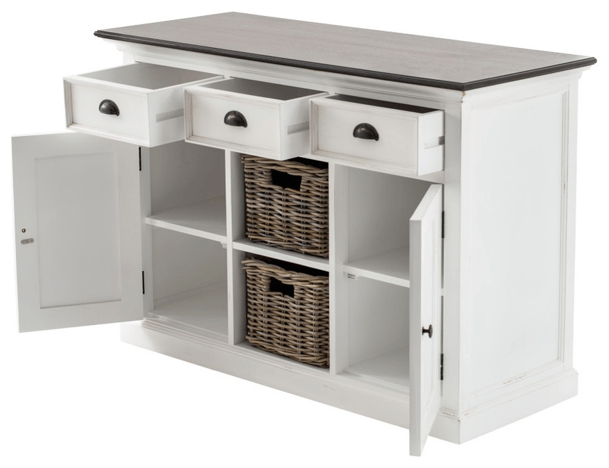 Modern Farmhouse Brown And White Large Accent Cabinet   Accent Chests And Cabinets   by HomeRoots  Houzz