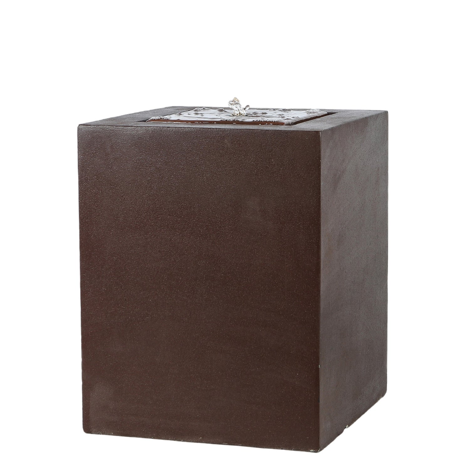 Aged Bronze Square 20in. H Fountain with LED Light