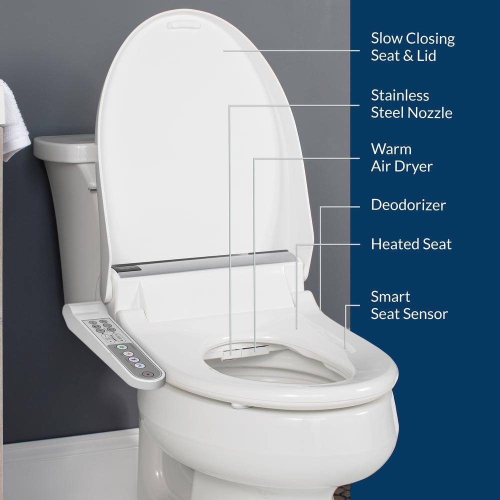 BIO BIDET BB-1700 Electric Bidet Seat for Round Toilets in. White with Hybrid Heating Technology BB1700R 000