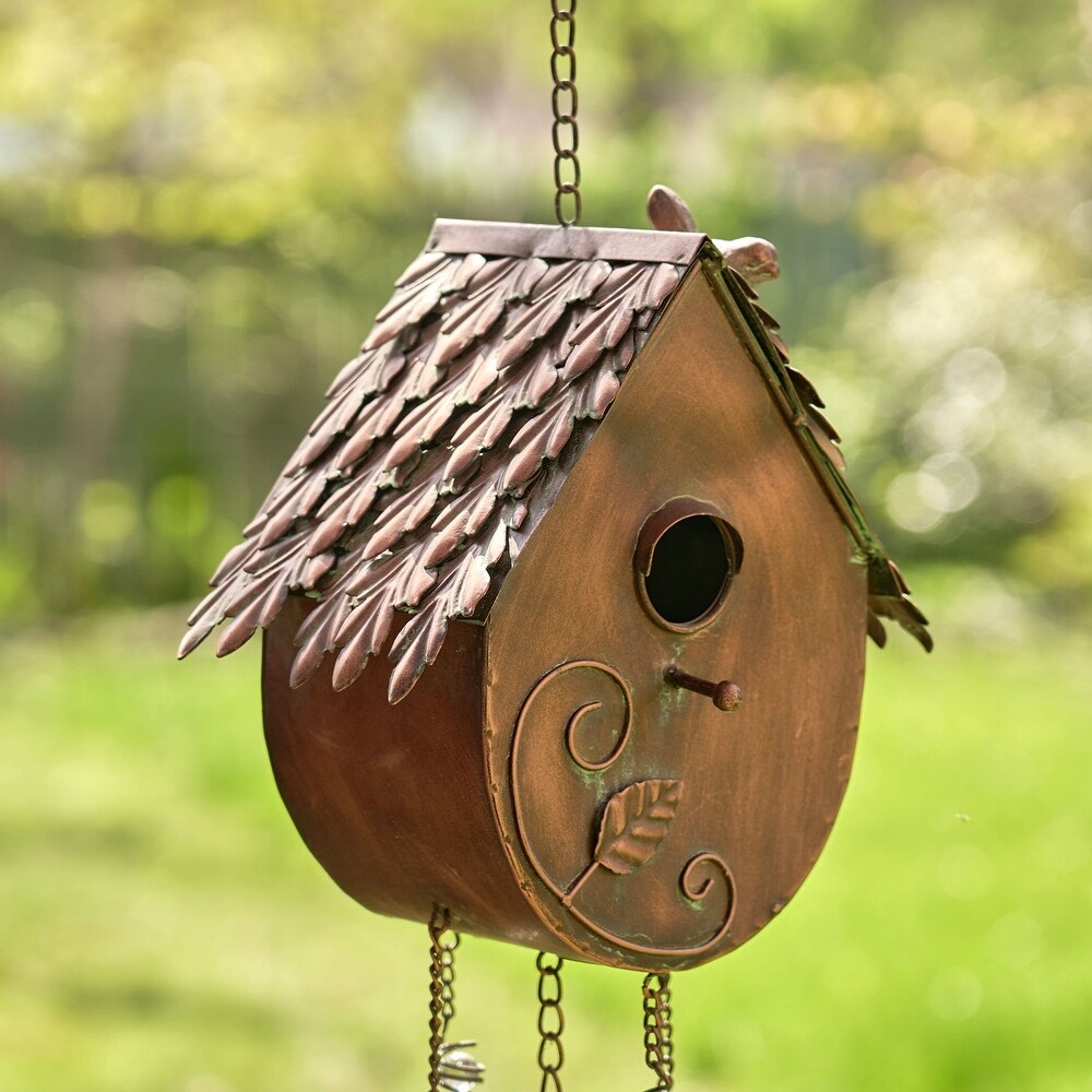 Antique Copper Hanging Birdhouse Wind Chime \