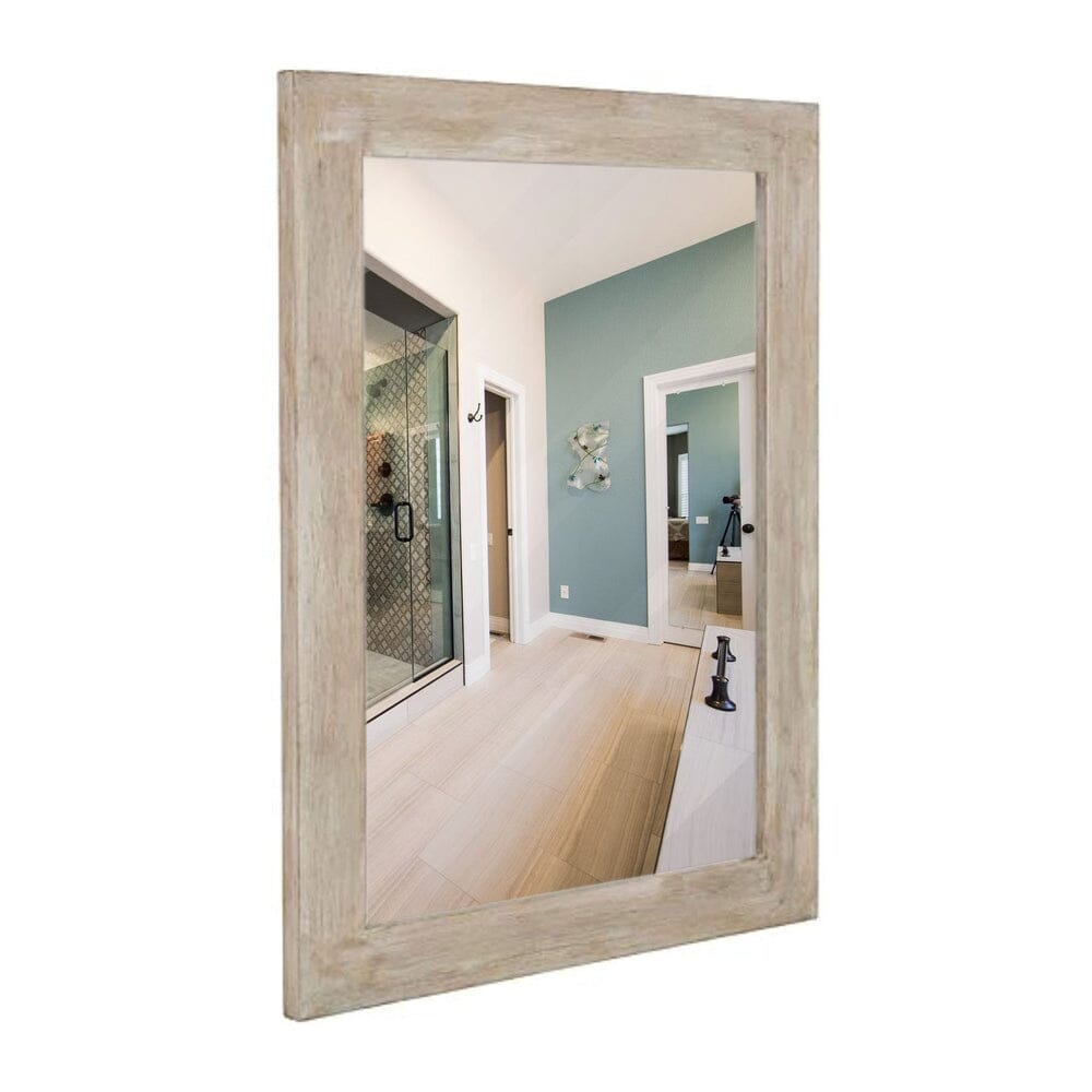 White Washed Wood Framed Mirror 30