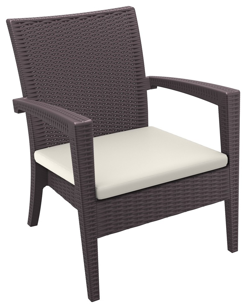 Compamia Miami Outdoor Club Chair Brown With Acrylic Fabric Cushion Set of 2   Tropical   Outdoor Lounge Chairs   by Compamia  Houzz