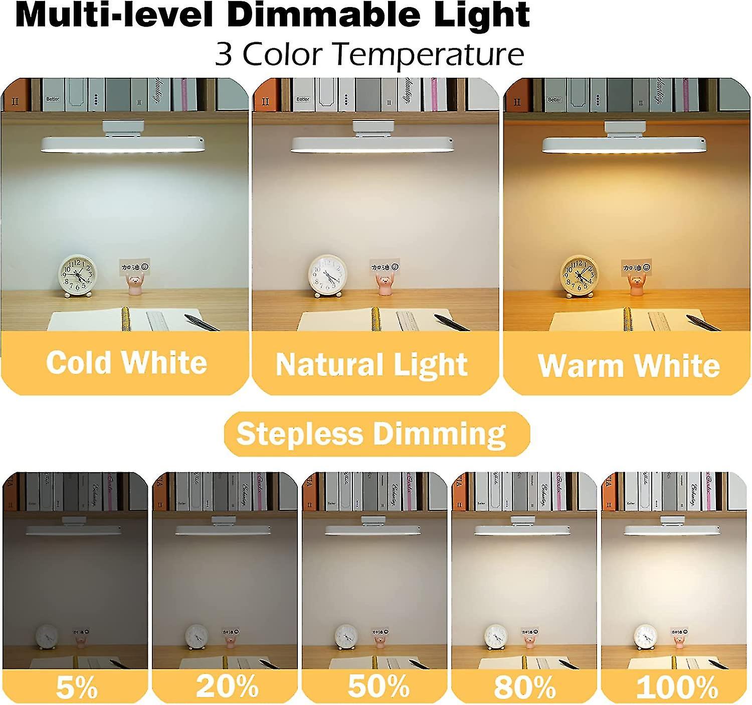 Wireless Led Table Lamp Hanging Magnetic Night Lights Adjust Brightness 3000k To 6500k Desk Lamp Cabinet Wardrobe Lamp， Remote Control