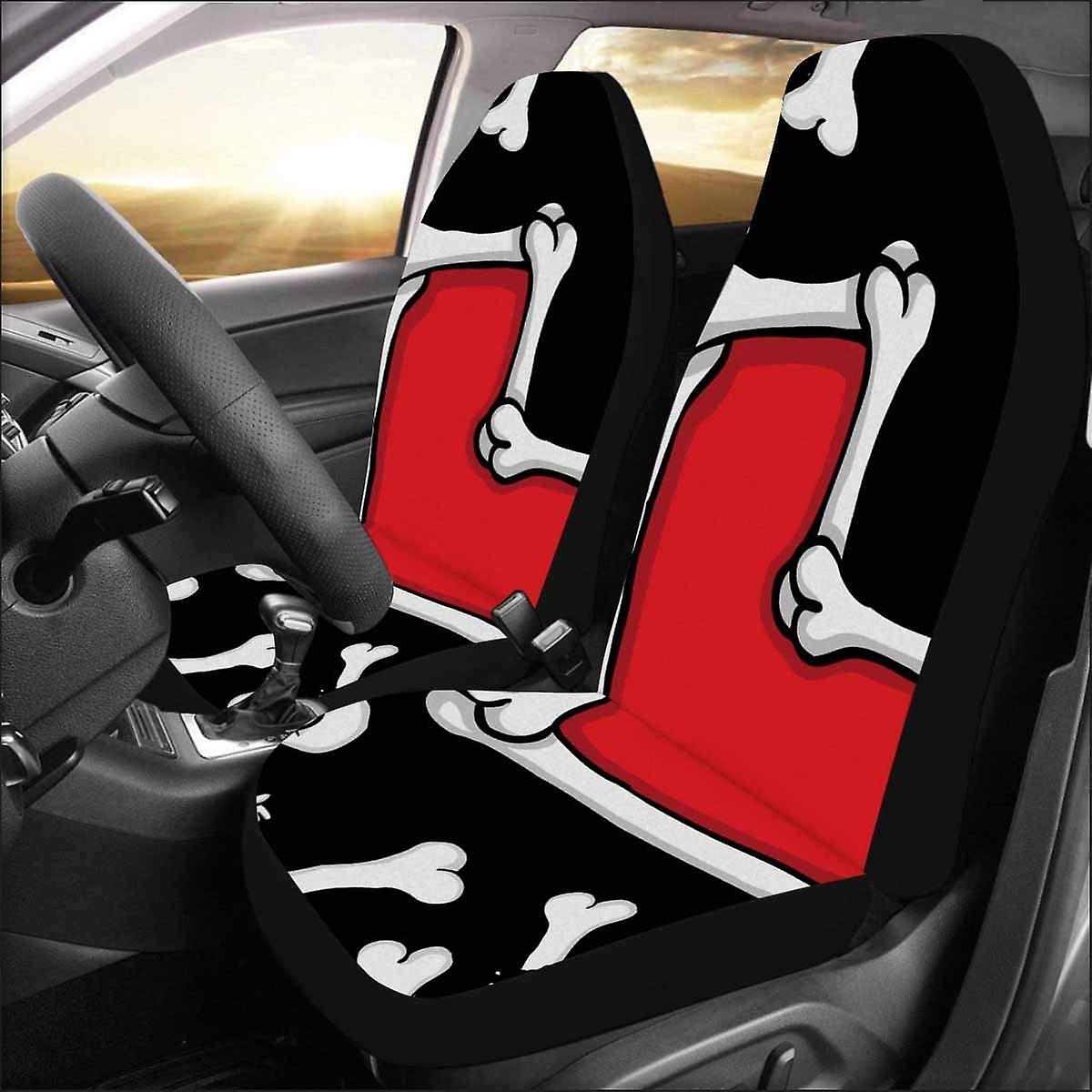 Set Of 2 Car Seat Covers Heart Bones Universal Auto Front Seats Protector Fits For Car，suv Sedan，truck