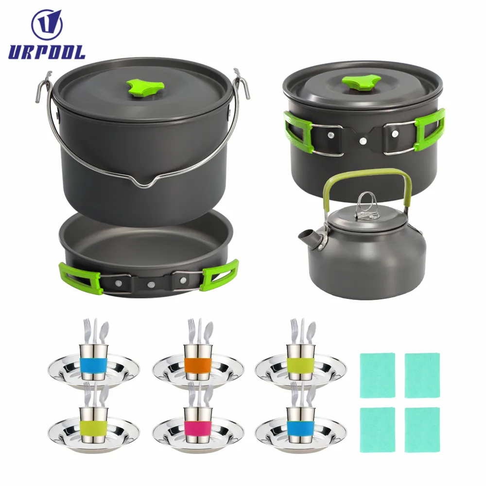 High Quality Portable Cook Set Camping Cookware Kit Outdoor Picnic Hiking Cooking Equipment