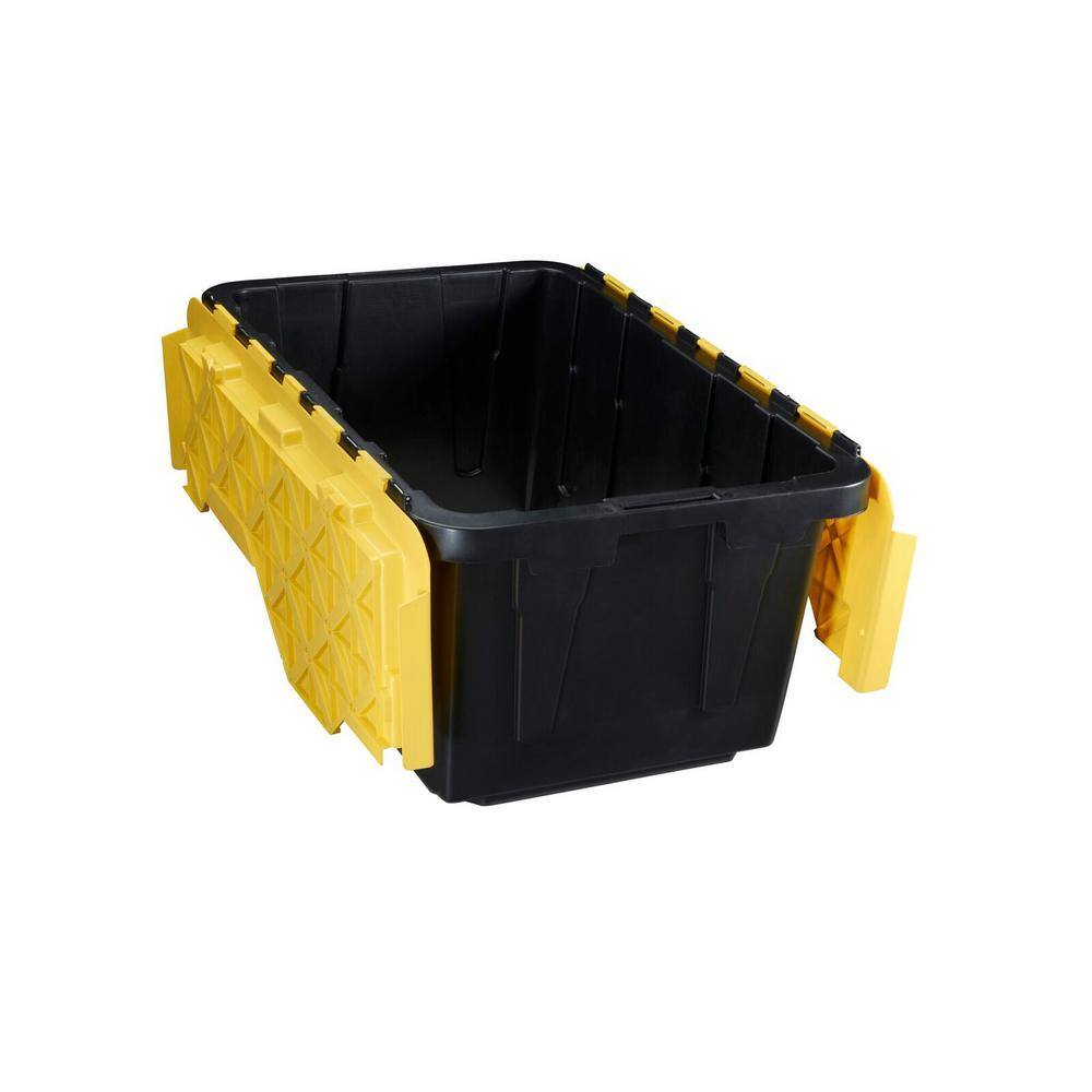 HDX 17 Gal. Flip Top Storage Tote in Black and Yellow 206151