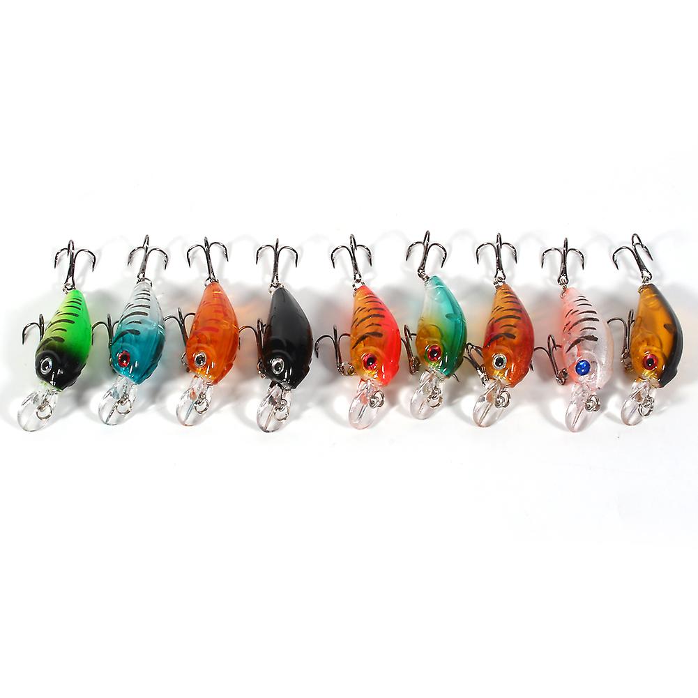 9pcs/bag Plastic Fishing Lures Hook Bass Small Fat Crankbait Tackle 4.5cm/4g