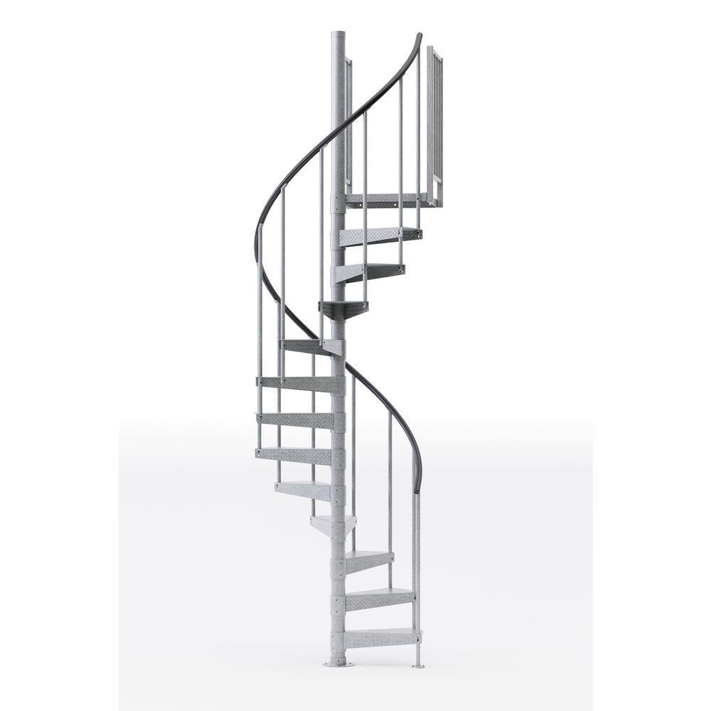 Mylen STAIRS Reroute Galvanized Exterior 42in Diameter Fits Height 85in - 95in 2 42in Tall Platform Rails Spiral Staircase Kit EC42Z09V004