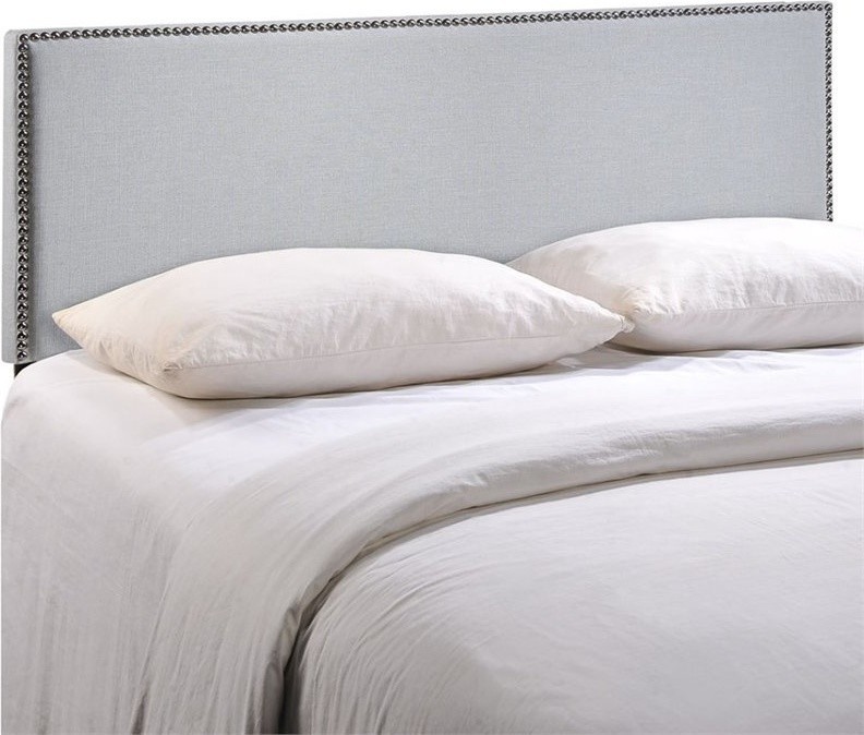 Hawthorne Collections Fabric Upholstered Queen Panel Headboard in Sky Gray   Transitional   Headboards   by Homesquare  Houzz