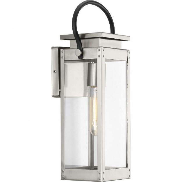 Progress Lighting Union Square 1 light Outdoor Wall Lantern In Stainless Steel With Clear Glass Panels