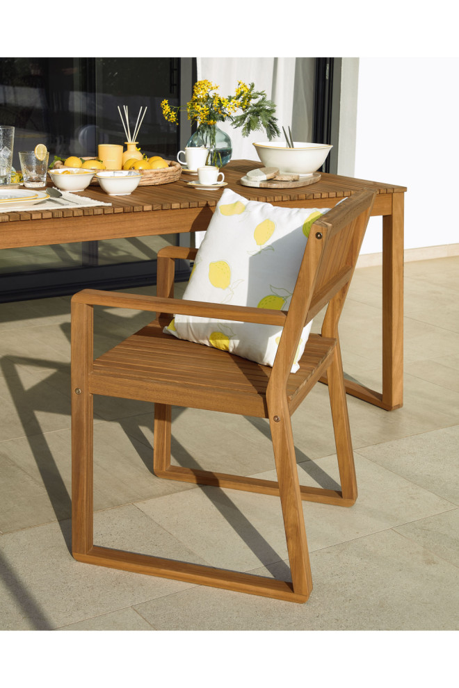 Solid Acacia Garden Armchairs (2)  La Forma Emili   Transitional   Outdoor Dining Chairs   by Oroa   Eichholtz Furniture  Houzz