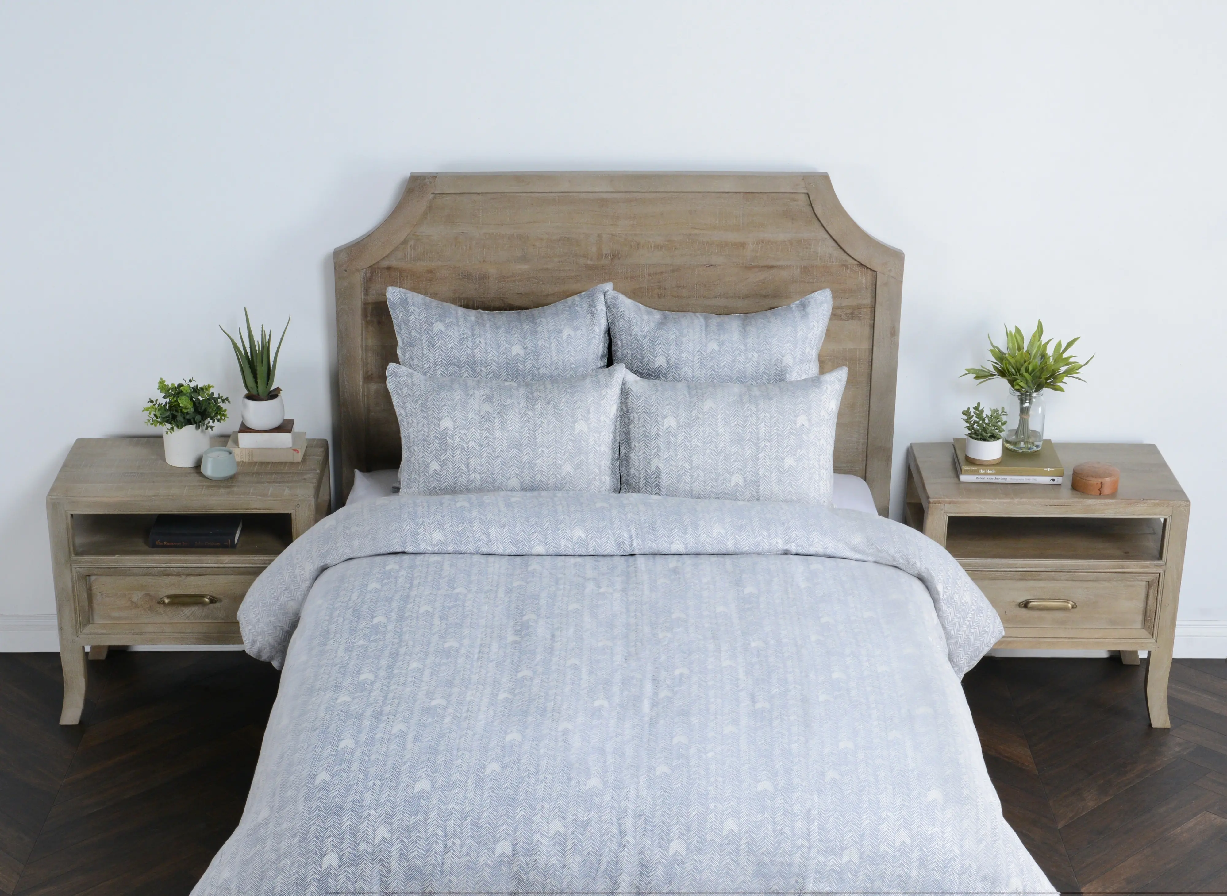 French Herringbone Gray Storm 3 Piece King Bedding Collection