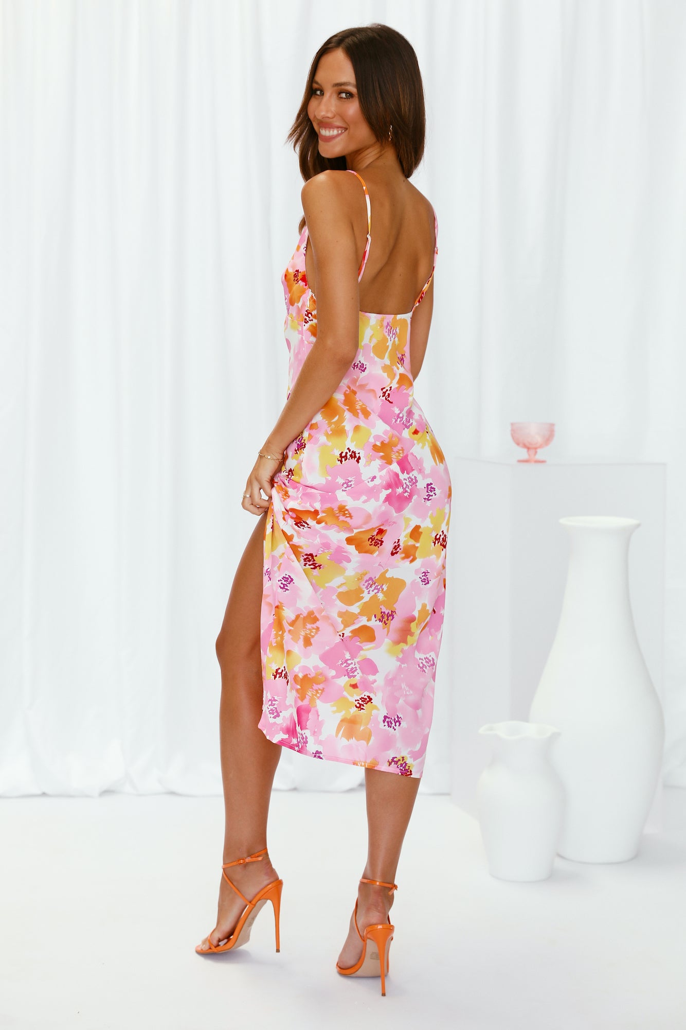 Swipe Midi Dress Pink