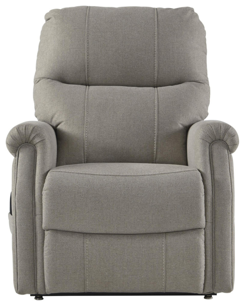 Fabric Upholstered Metal Frame Power Lift Recliner With Tufted Back Gray   Recliner Chairs   by Dot  ampBo  Houzz