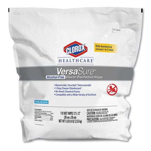 Clorox VersaSure Cleaner Disinfectant Wipes | 1-Ply， 12