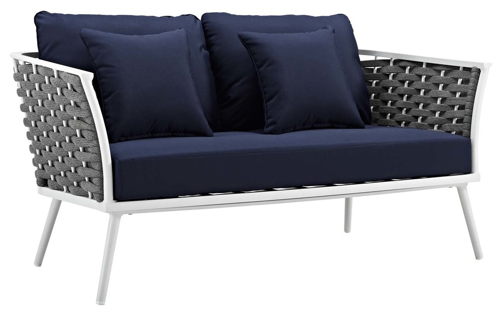 Stance 2 Piece Outdoor Patio Aluminum Sectional Sofa Set   Midcentury   Outdoor Sofas   by PARMA HOME  Houzz