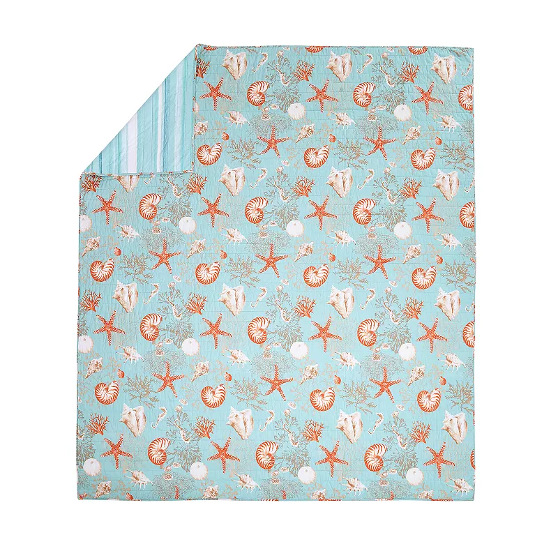 Modern Heirloom Starfish and Shells Quilt Set and Shams