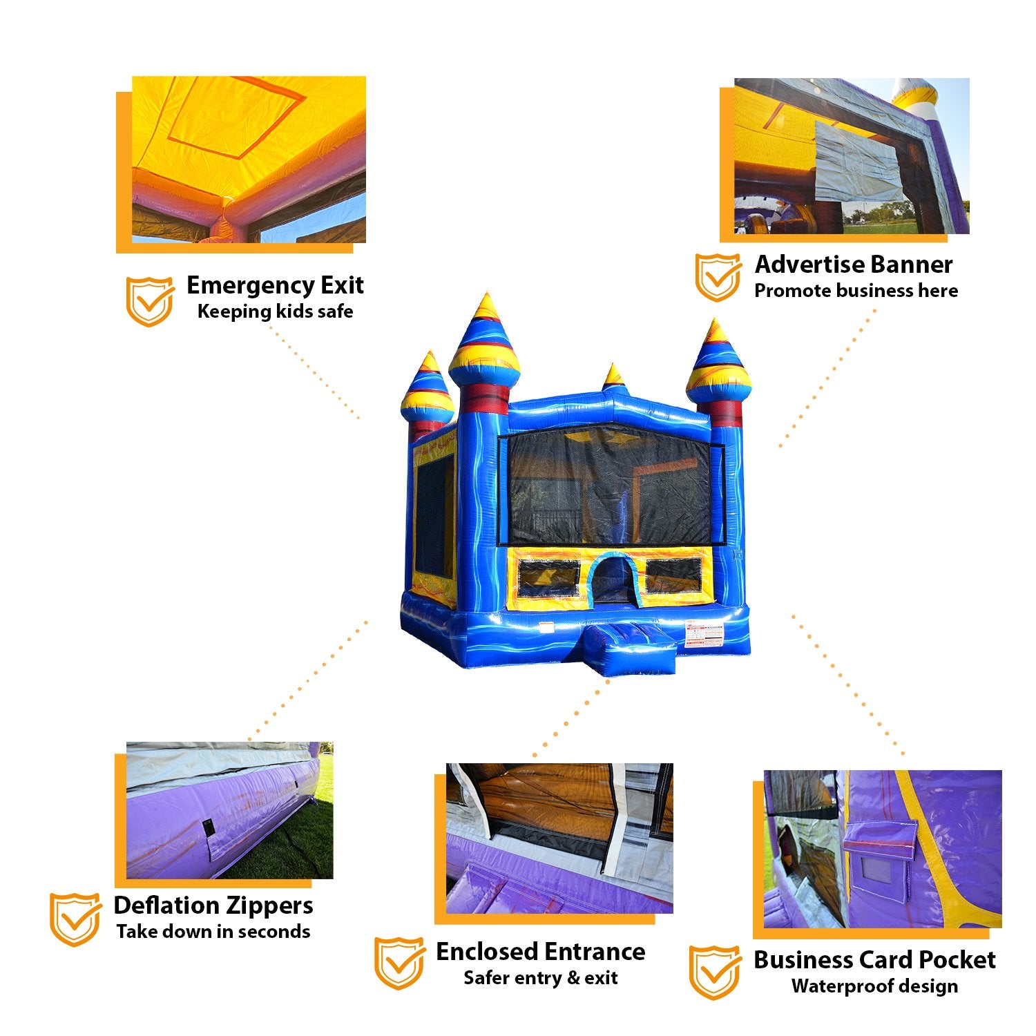 JumpOrange Melting Arctic Inflatable Bounce House Castle 13' x 13' (with Blower), Commercial Grade, for Kids and Adults