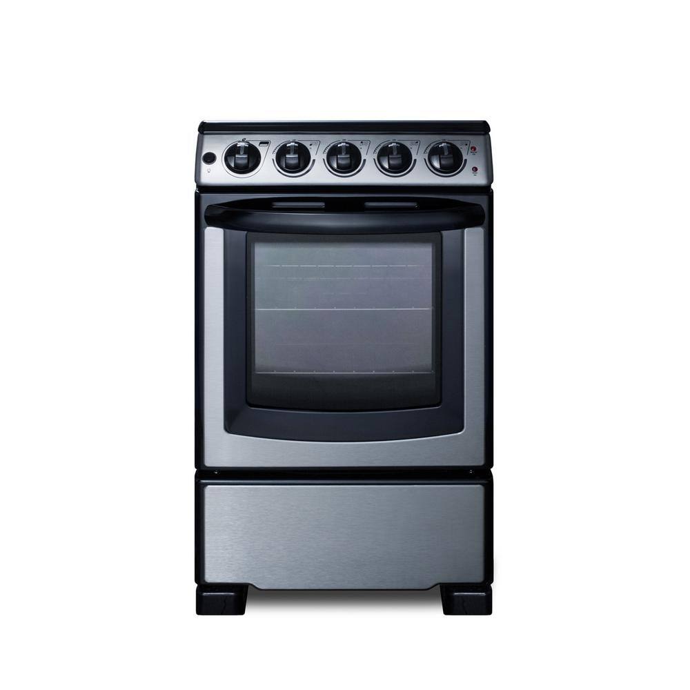 Summit Appliance 20 in. 2.3 cu. ft. Slide-In Electric Range in Stainless Steel REX2071SSRT