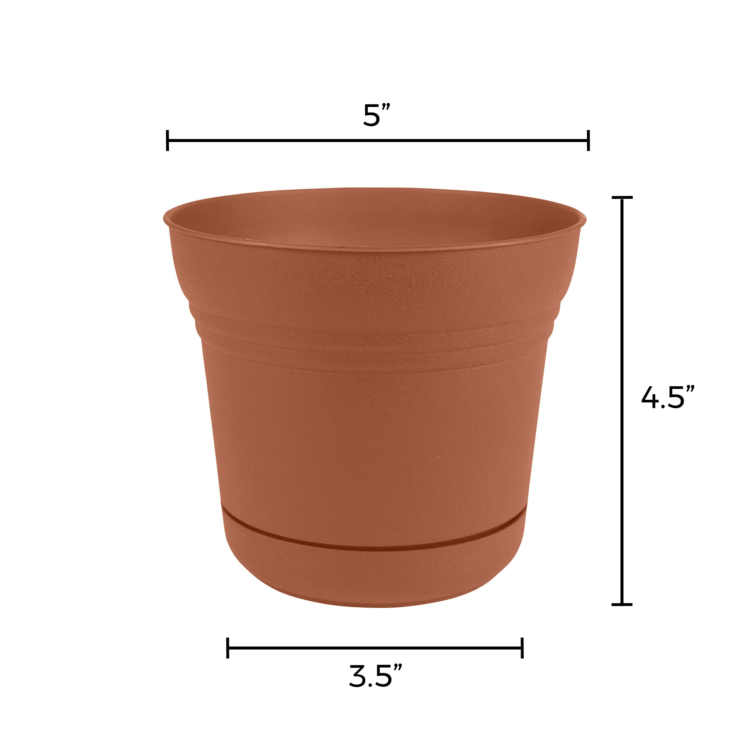 Bloem Saturn Planter W/ Saucer 5 x 4.5 Plastic Round Terracotta