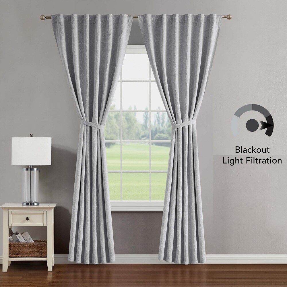 Creative Home Ideas Collins Blackout Window Curtain  Room Darkening  Thermal Insulated  Branch  Back Tab  2 Panels  2 Tiebacks