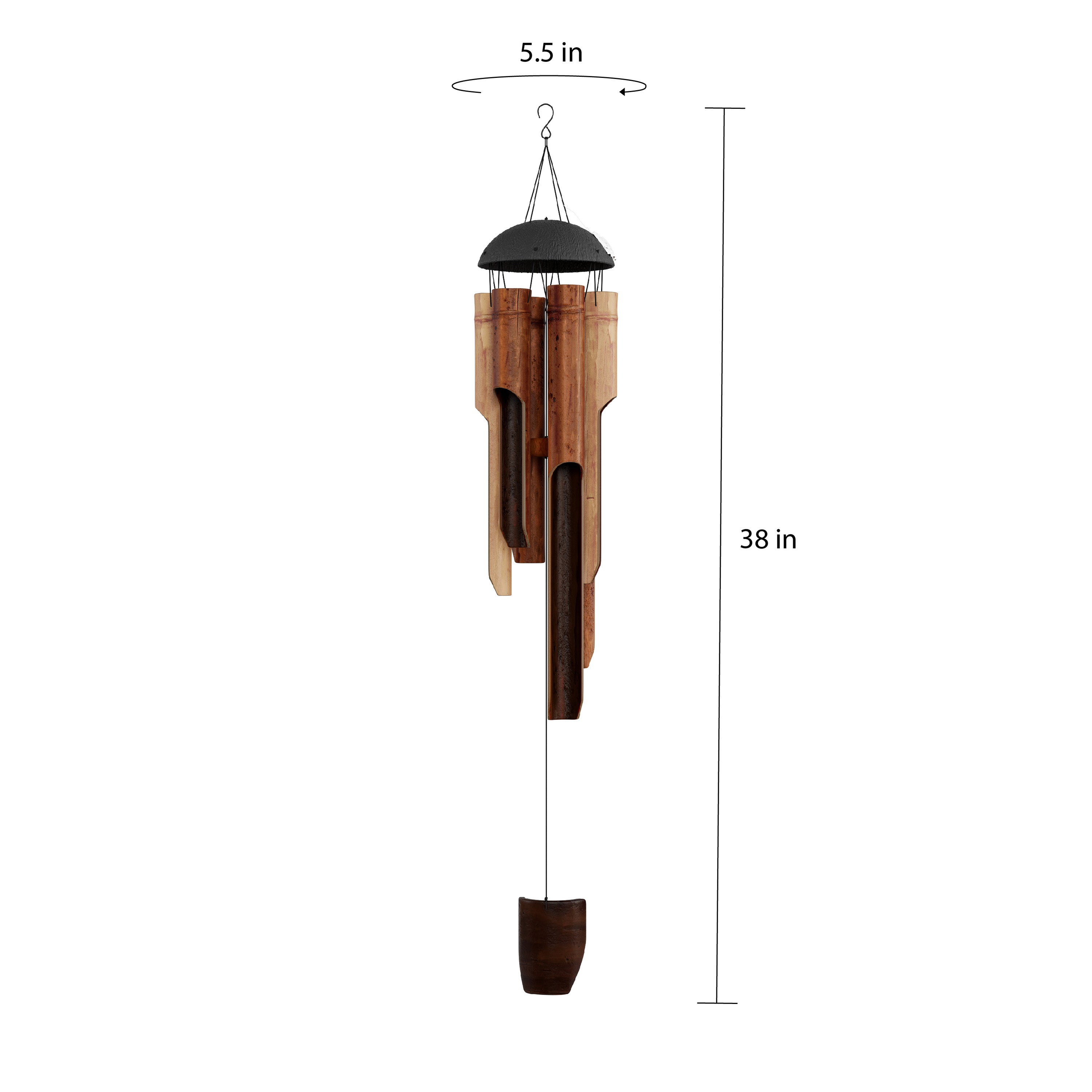 Pure Garden Wind Chime， 38 in. Bamboo， Hand Tuned