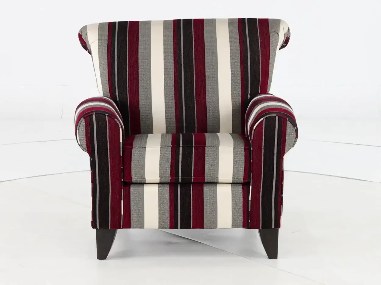 Seaside Magenta， Black， and White Striped Chair