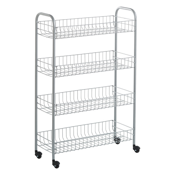 Silver 4Tier Slim Rolling Cart