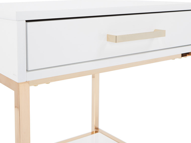 Alios End Table With White Gloss and Gold Chrome Plated Base   Contemporary   Side Tables And End Tables   by Office Star Products  Houzz